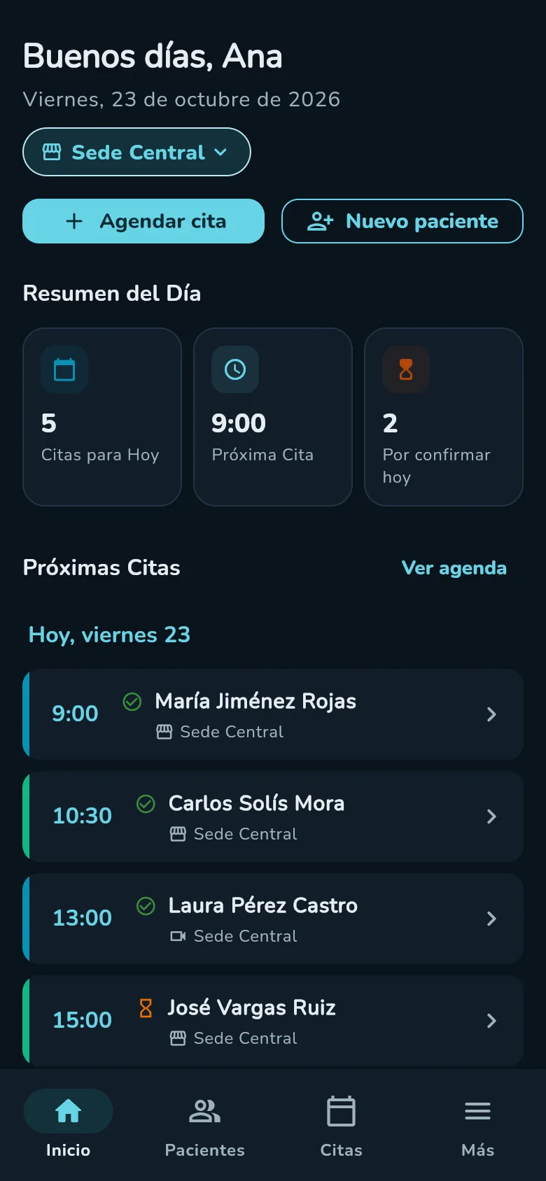 Inicio en el celular