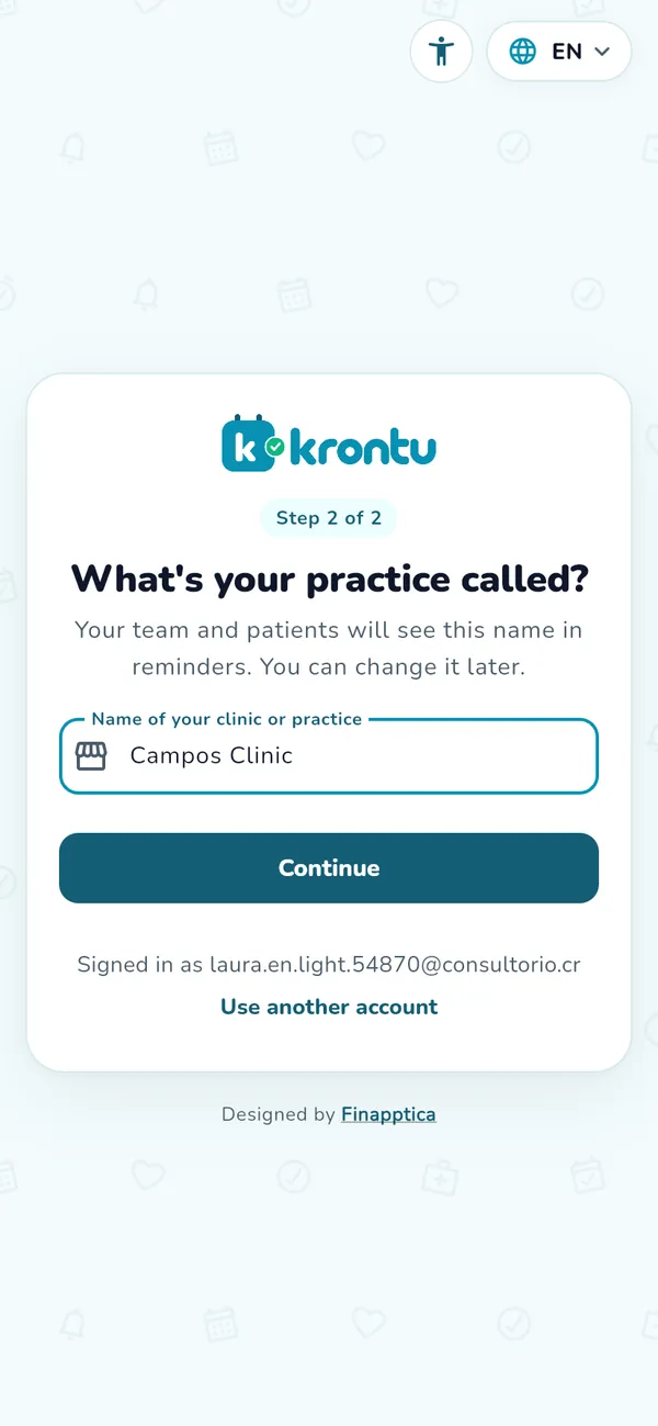 Creating your account